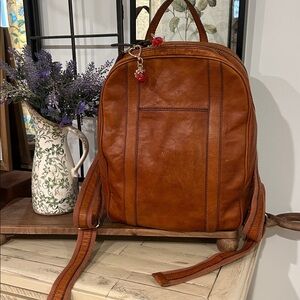 Vintage Tan Leather Backpack
